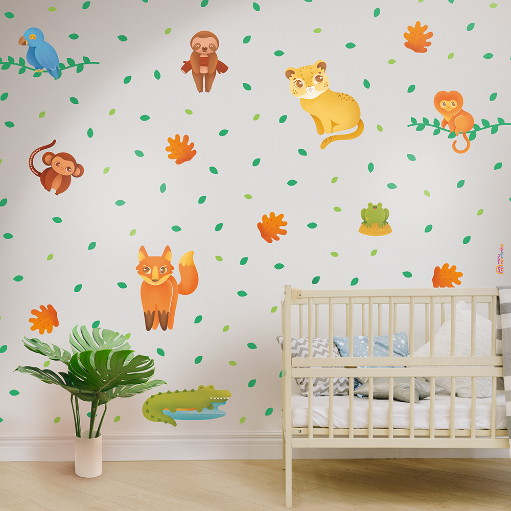 Adesivo de Parede de Decoração - Animais Floresta Brasileira